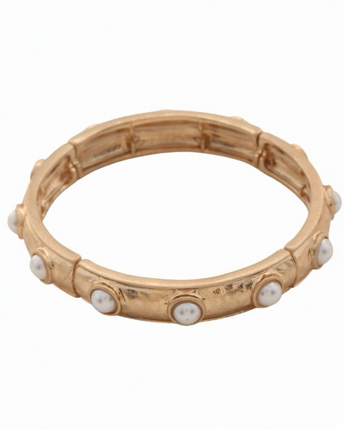 Metal Bar Stone Studded Stretch Bracelet