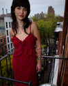 Red Juliette Rosette Slip Dress