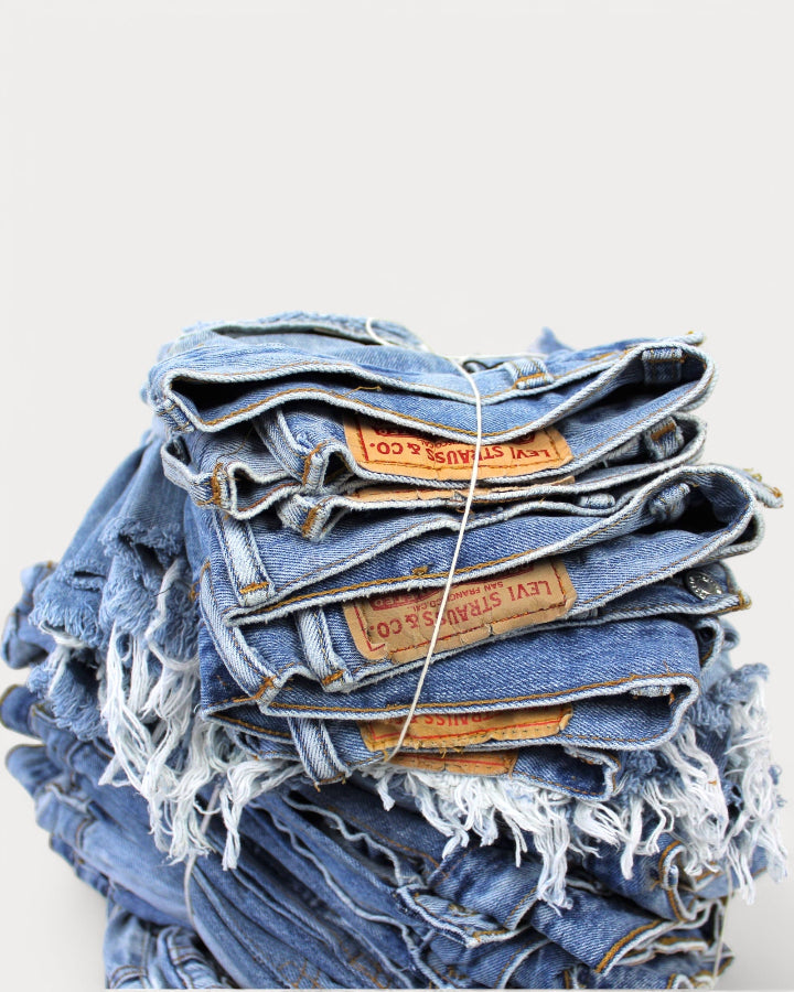 Low-Rise Upcycled Denim Shorts