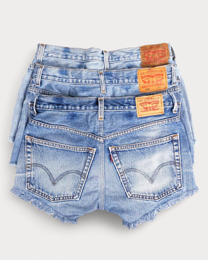 Low-Rise Upcycled Denim Shorts