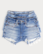 Low-Rise Upcycled Denim Shorts