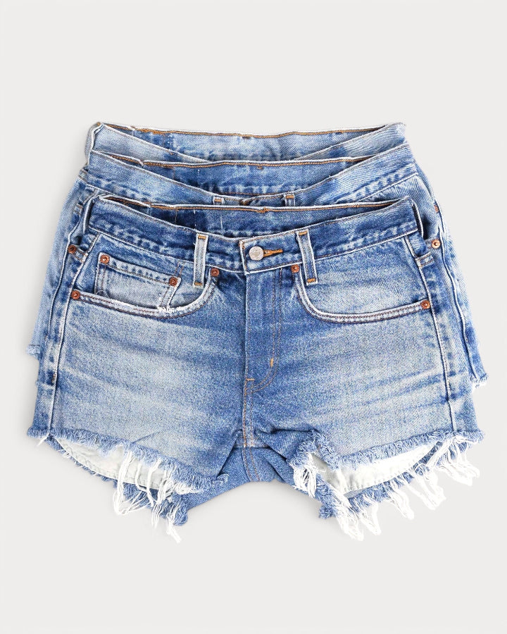 Low-Rise Upcycled Denim Shorts