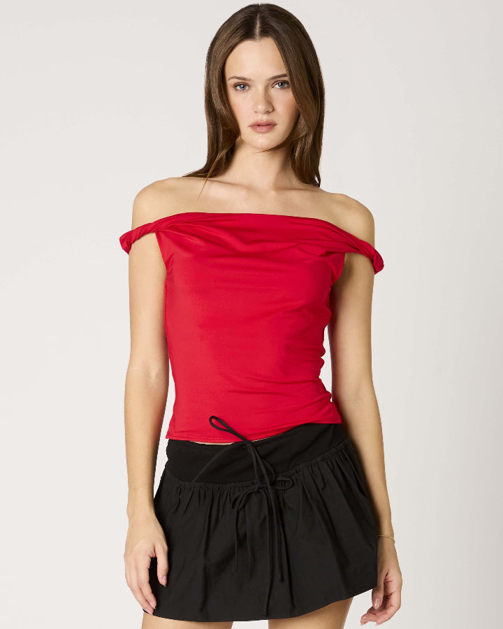 Red Twist Strap Top