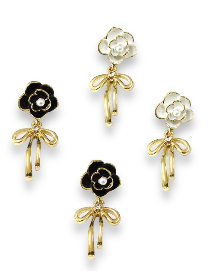 Rose Bow Drop Earring