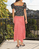 Strawberry Gingham Handkerchief Hem Skirt