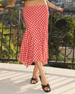 Strawberry Gingham Handkerchief Hem Skirt