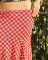 Strawberry Gingham Handkerchief Hem Skirt