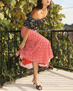 Strawberry Gingham Handkerchief Hem Skirt