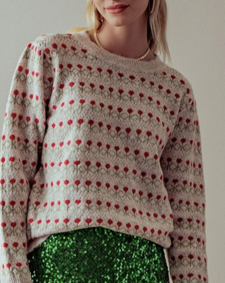 Roses and Cream Knit Pullover