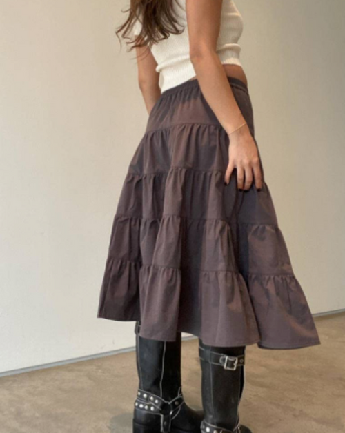 Charcoal Low Rise Tiered Skirt