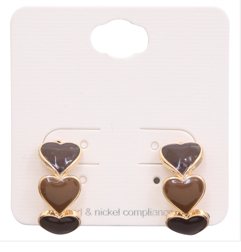 Espresso Heart Hoop Earrings