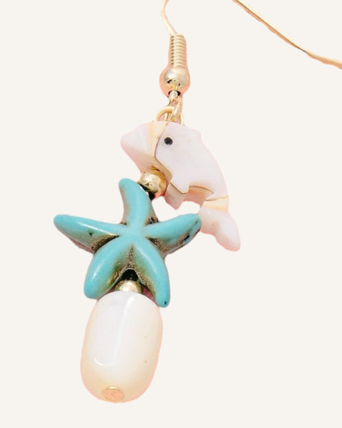 Tiered Stone Dolphin Earrings