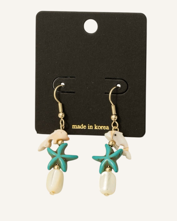 Tiered Stone Dolphin Earrings