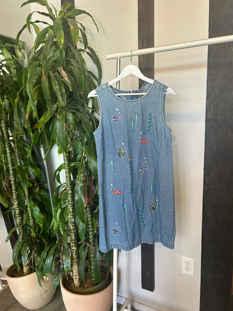 Vintage Sea Animal Denim Dress