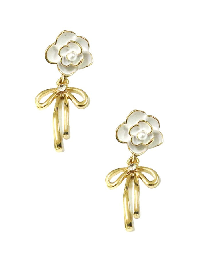 Rose Bow Drop Earring