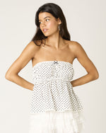 White Polka Dot Babydoll Top