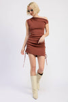 Brown Mini Off Shoulder Dress
