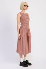 Gingham Backless Maxi Dress