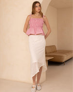 Red Striped Shirred Top
