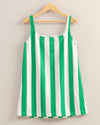 Green Striped Woven Mini Dress