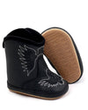 Black faux leather baby cowboy boots