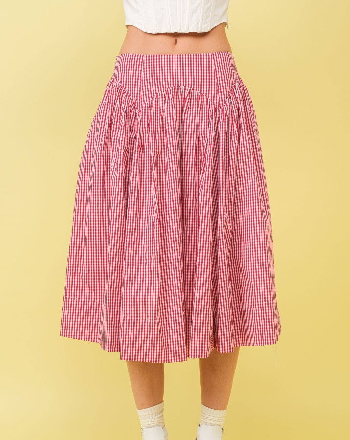 Drop Waist Red Gingham Skirt