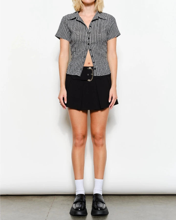 Black Lainey Fitted Plaid Shirt