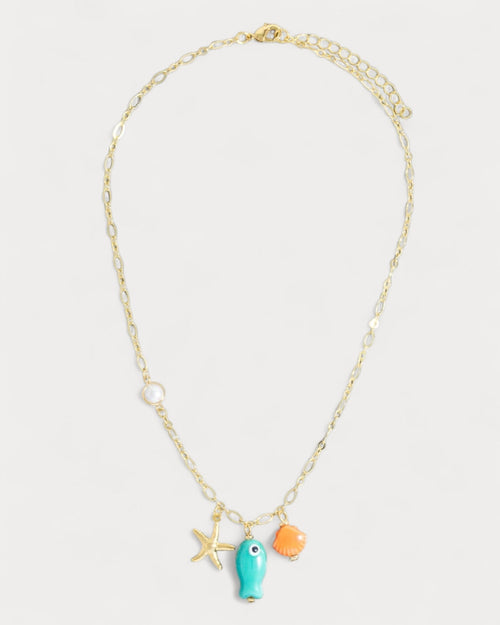 Ceramic Fish And North Star Coin Beaded Bracelet