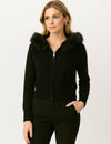 Faux Fur Zip Up Knit Cardigan