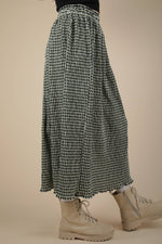 Plus Size Green Check Maxi Skirt