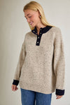 Snap Buttoned Speckled Oversized Sweater