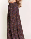 Espresso Floral Tiered Maxi Skirt