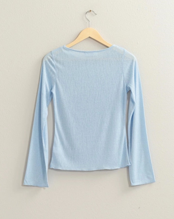 Baby Blue Sheer Angel Long Sleeve Top