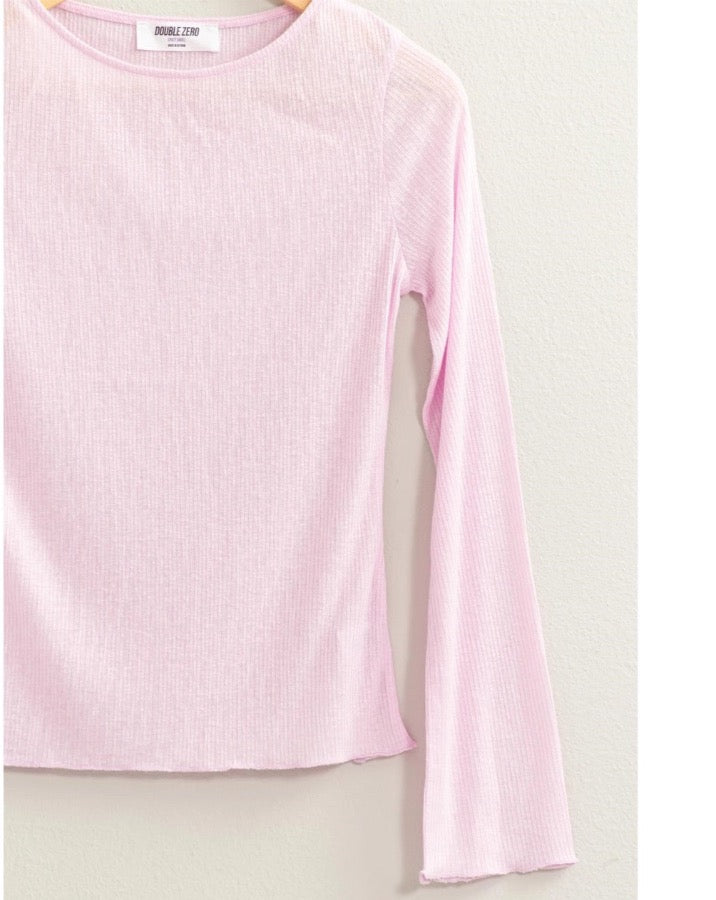 Baby Pink Sheer Angel Long Sleeve Top