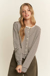 Brown Knit Striped Cardigan