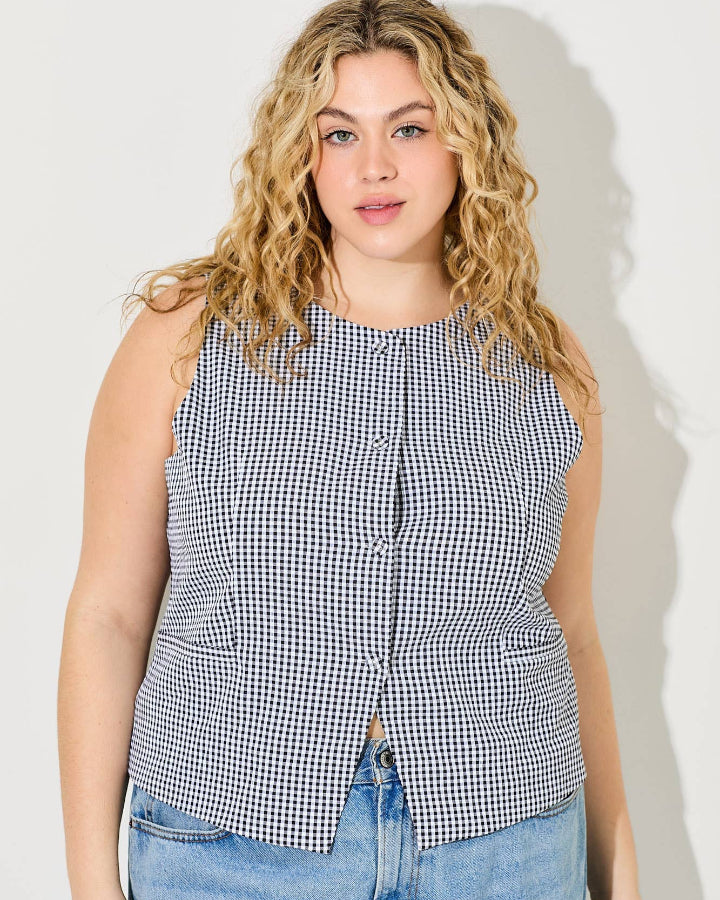 Black Gingham Picnic Top