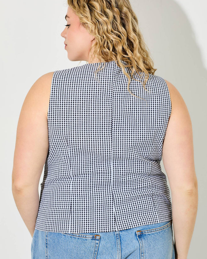Black Gingham Picnic Top