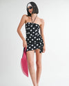 Mini Ruched Polka Dot Dress