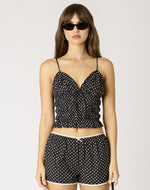 Black Polka Dot Smocked Tank