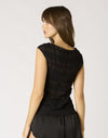 Black Sheer Smocked Top