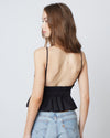 Black Smocked Peplum Top