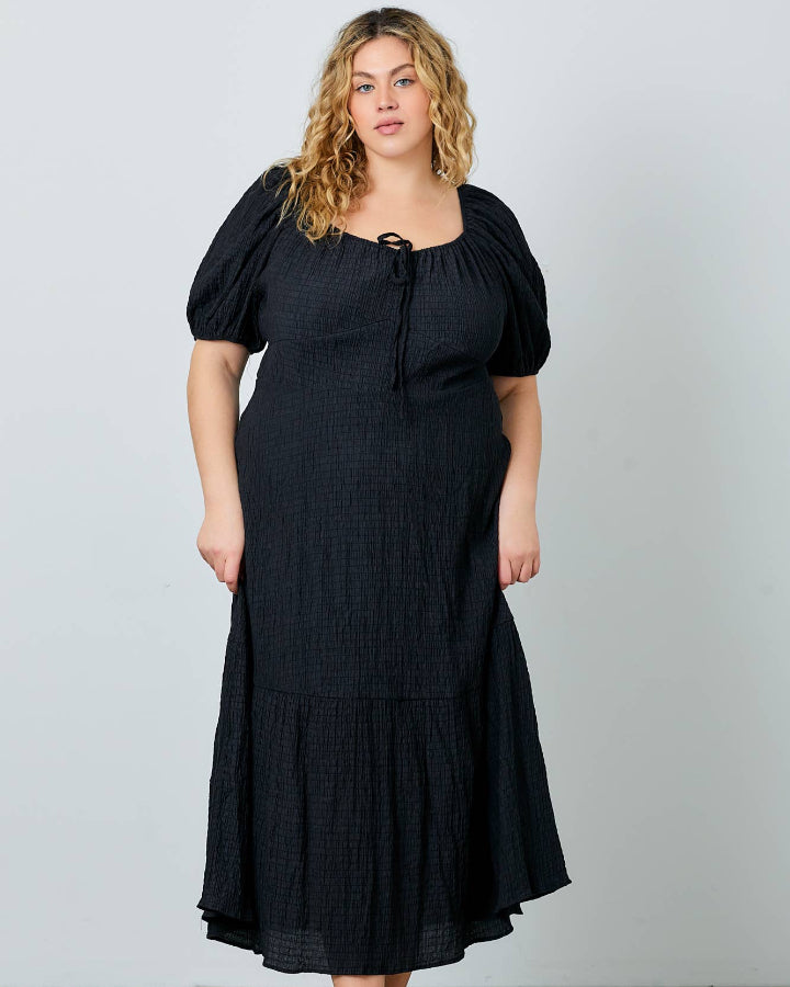 Black Textured Rita Dress