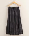 High Waisted Black Tiered Maxi Skirt