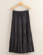 High Waisted Black Tiered Maxi Skirt