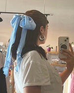 Blue Satin Hair Scarf