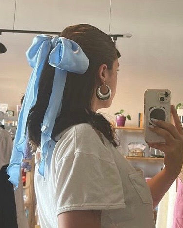 Blue Satin Hair Scarf