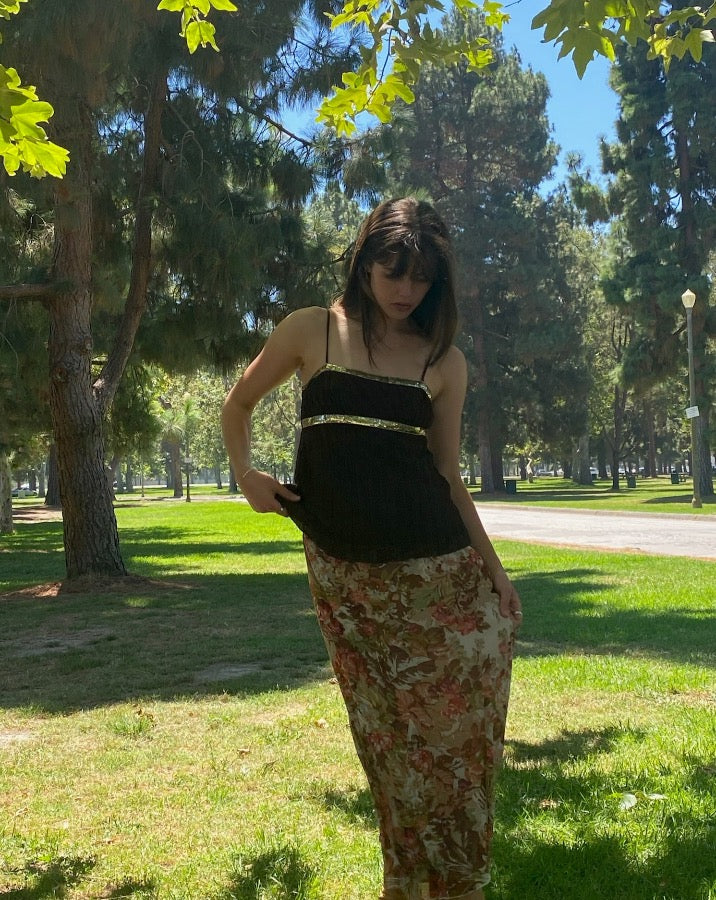 Vintage Brown Sequin Trim Cami