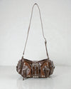Brown Christina Rivet Shoulder Bag