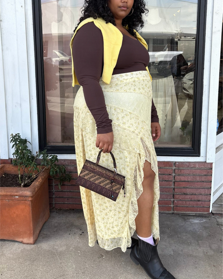 Butter Floral Ruffle Maxi Skirt