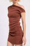 Brown Mini Off Shoulder Dress